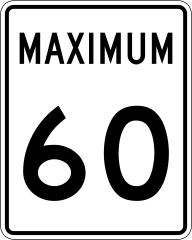 Canada (displayed in km/h; All speed limit signs are MUTCD style)