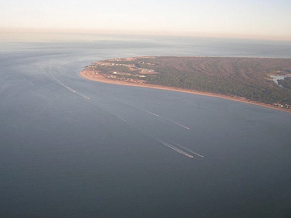 Cape Henry from the air, facing to the east-southeast over the Atlantic Ocean and the gateway to the Chesapeake Bay