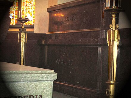 Grave of King Carl and Queen Louise in Riddarholm Church.