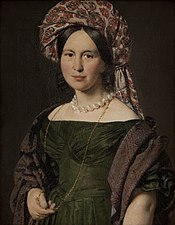 The Artist's Wife, Catherine Jensen, wearing a turban, Christian Albrecht Jensen, c. 1842-1844
