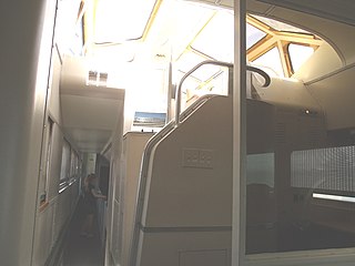 Stairs leading to the "Dome" of the Santa Fe "Plaza Taos" Dome Car which was built in 1950.