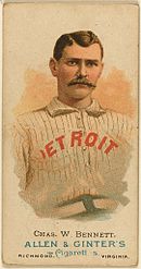 Charlie Bennett was the first catcher to record 100 double plays. Charles W. Bennett.jpg