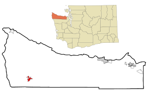 Clallam County Washington Incorporated en Unincorporated gebieden Forks Highlighted.svg