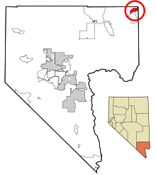 Aree incorporate della contea di Clark in Nevada Mesquite evidenziato.svg