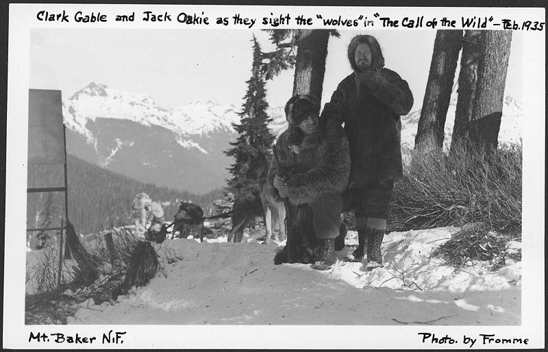 File:Clark Gable and Jack Oakie As They Sight The "Wolves" in "The Call of The Wild", Mount Baker National Forest, 1935. - NARA - 299074.jpg