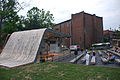 English: Clifton Forge, Virginia - Masonic Amphitheatre and the back of Masonic Theatre behind it. The Masonic Amphitheatre was designed and built by 16 third year undergraduate Architecture students from Virginia Tech's design/buildLAB.