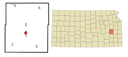 Coffey County Kansas Incorporated and Unincorporated areas Burlington Highlighted.svg