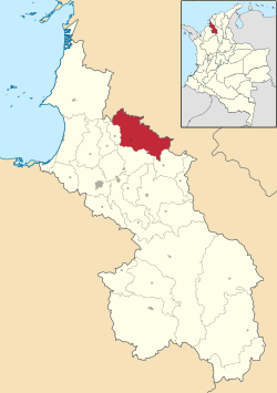 Расположение муниципалитета и города Овехас в департаменте Сукре, Колумбия