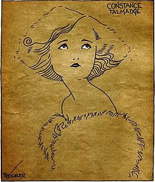 Drawing of actress Constance Talmadge by Treichler, page 40 of the December 1921 Screenland.