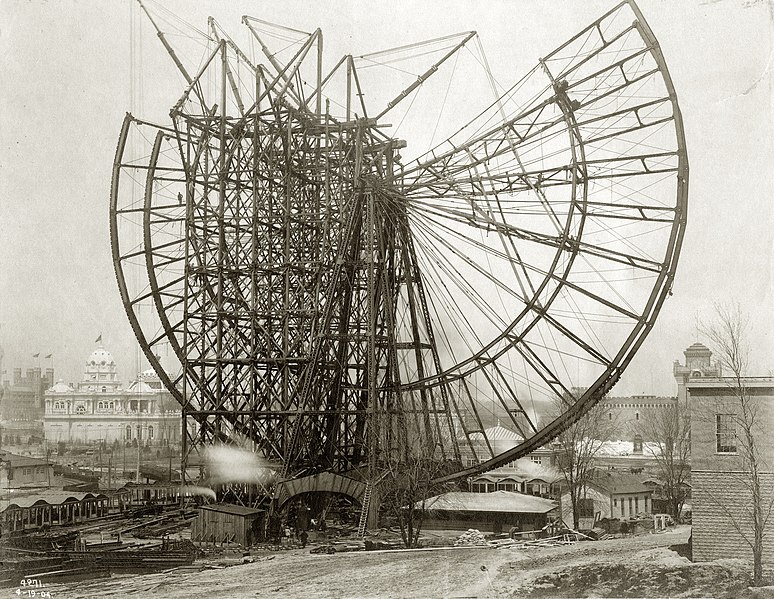 File:Construction of the Ferris Wheel at the 1904 World's Fair, 19 April 1904.jpg