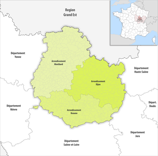 Gemeinden und Arrondissements im Département Côte-d’Or