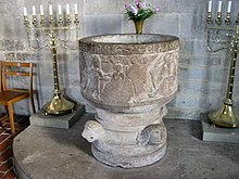 The decorated baptismal font