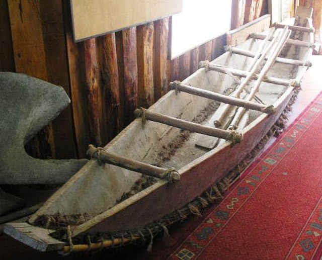 Reconstruction of a dalca, a type of boat used by Chonos, Huilliches and Spaniards living in Chiloé