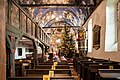 St. Valentin (14. Jh.), Deesdorf, Sachsen-Anhalt, Kirchenraum mit Blick auf Kanzel und Altar, Dezember 2015