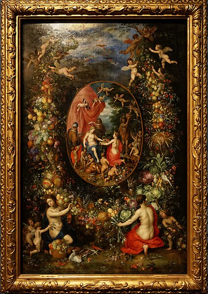 File:Den Haag - Mauritshuis - Jan Brueghel (I) (1568-1625) & Hendrick van Balen (1575-1632) - Garland of Fruit Surrounding a Depiction of Cybele c. 1620-1622.jpg