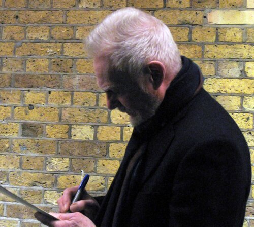 Jacobi signing autographs after his performance in Twelfth Night, London, 2009