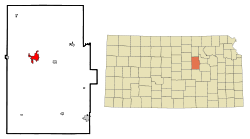 Dickinson County Kansas Incorporated and Unincorporated areas Abilene Highlighted.svg