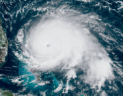 Hurricane Dorian making landfall on the Abaco Islands in the Bahamas.