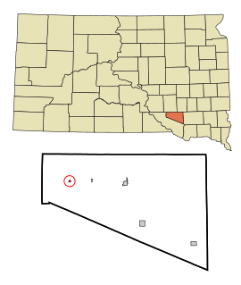 Douglas County South Dakota Incorporated and Unincorporated areas New Holland Highlighted.svg