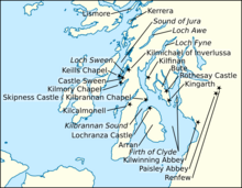 Mapa do norte da Grã-Bretanha e Irlanda