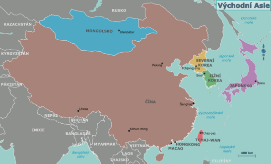 Mapa východní Asie