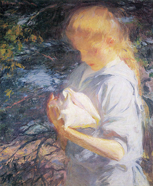 Frank W. Benson, Eleanor Holding a Shell, North Haven, Maine, 1902, private collection