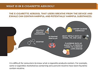 General information on what is in e-cigarette aerosol.