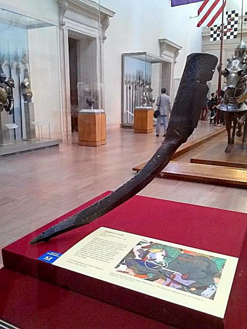 Indian elephant sword on display at the Metropolitan Museum of Art, two feet (61 cm) long