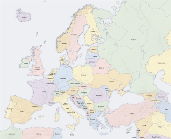 euroopan valtiot eurooppa kartta Eurooppa Wikipedia euroopan valtiot eurooppa kartta