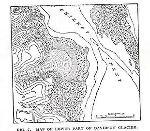 Map of the lower part of Davidson Glacier
