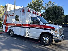 Typical Falck USA basic life support ambulance stationed in Orange County Falck Souther California Ambulance.jpg