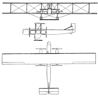 Farman F.140 Super Goliath 3-view drawing from Les Ailes February 26, 1926 Farman F.140 Super Goliath 3-view Les Ailes February 26, 1926.png