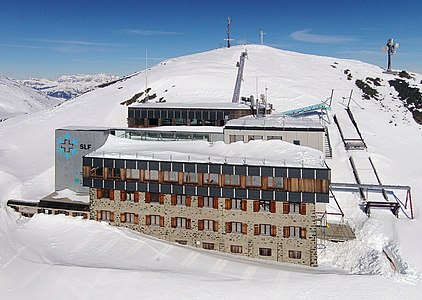 Former main building of WSL Institute for Snow and Avalanche Research SLF on Weissfluhjoch.