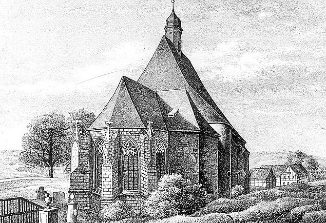 Triebischtal-Burkhardswalde. Kirche, Sachsens Kirchengalerie, Bd. 1, 1837.