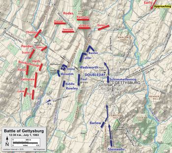 Disposition of forces, 12:30 p.m. Gettysburg Day1 1230.png