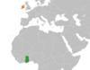 Location map for Ghana and Ireland.