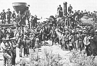 Slavnostní ceremoniál Golden Spike, Promontory, Utah, 10. května 1869.jpg