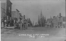 False front commercial buildings in Greenhorn, Oregon, 1913 Greenhorn 7.JPG