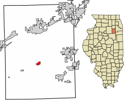 Location of Mazon in Grundy County, Illinois.