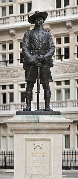 Monument to the Gurkha Soldier in Horse Guards Avenue, outside the Ministry of Defence, City of Westminster, London