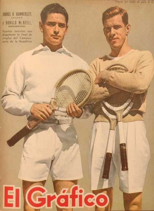 McNeill (right) with Chilean tennis player Andrés Hammersley in 1942