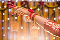 Hand of the bride in the Turmeric ceremony