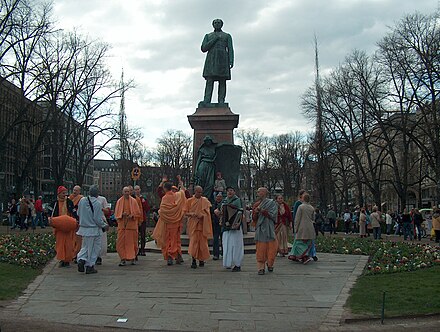 The Hare Krishna group at the Esplanadi Park in Helsinki, Finland
