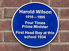Harold Wilson plaque, Wirral Grammar School for Boys.jpg