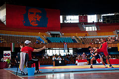 International Wrestling Match in the National Stadium. Havana (La Habana), Cuba