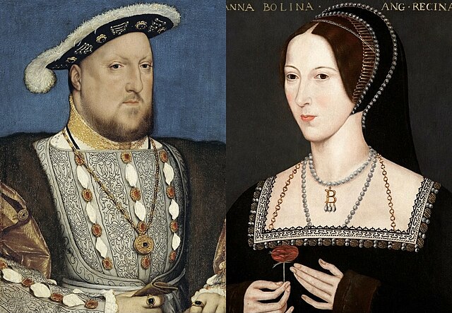 Elizabeth's parents, Henry VIII and Anne Boleyn. Anne was executed within three years of Elizabeth's birth.