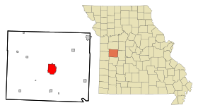 Henry County Missouri Incorporated and Unincorporated areas Clinton Highlighted.svg