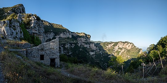 House ruins nearby the Path of the Gods Trail, Agerola, Italy