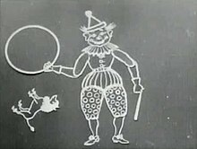 A single frame from the animation, showing the use of cut-out technique Humorous Phases of Funny Faces screenshot.jpg
