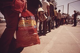 Mexicaanse immigranten aan de Amerikaanse grens, 1972